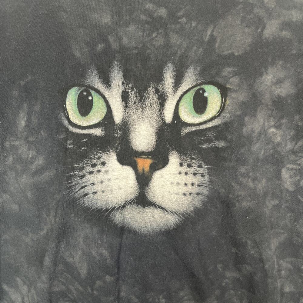 VTG The Mountain T Shirt Mens Large Black Cat Face Y2K Tie Dye Made in USA